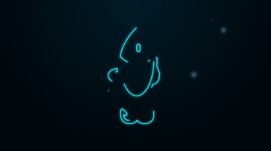 Parlayan neon hattı. Balıkçı yemi simgesi siyah arkaplanda izole edildi. Balık oltası. 4K Video hareketli grafik canlandırması