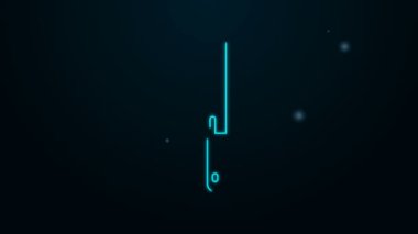 Parlayan neon çizgili bıçak simgesi siyah arkaplanda izole edildi. Çatal bıçak sembolü. 4K Video hareketli grafik canlandırması
