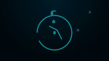 Parlayan neon hattı pusula simgesi siyah arkaplanda izole edildi. Rüzgâr yön bulma sembolü. Rüzgar gül işareti. 4K Video hareketli grafik canlandırması