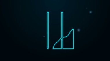 Parlayan neon çizgisi Katlanmış harita simgesi siyah arkaplanda izole edildi. 4K Video hareketli grafik canlandırması