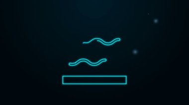 Parlayan neon çizgisi akvaryum simgesi siyah arkaplanda izole edildi. Ev ve evcil hayvanlar için akvaryum. 4K Video hareketli grafik canlandırması