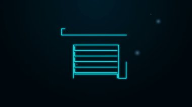 Parlayan neon hattı Garaj simgesi siyah arkaplanda izole edildi. 4K Video hareketli grafik canlandırması