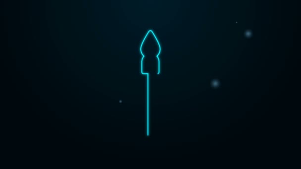 Glowing neon line Medieval spear icon isolated on black background. Medieval weapon. 4K Video motion graphic animation — Stock Video
