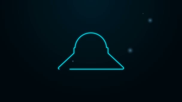 Glowing neon line Fisherman hat icon isolated on black background. 4K Video motion graphic animation — Stock Video