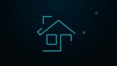 Parlayan neon hattı ev simgesi siyah arkaplanda izole edildi. Ev sembolü. 4K Video hareketli grafik canlandırması