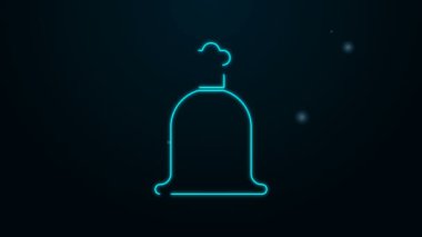 Parlayan neon hattı siyah arkaplanda tam çuval simgesi izole edildi. 4K Video hareketli grafik canlandırması