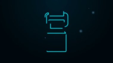 Parlayan neon hattı siyah arkaplanda izole edilmiş süt ikonu için konteynır. 4K Video hareketli grafik canlandırması