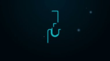 Parlayan neon hattı bahçe küreği ya da kürek ikonu siyah arkaplanda izole edilmiş. Bahçe aletleri. Bahçecilik, tarım, çiftçilik aleti. 4K Video hareketli grafik canlandırması