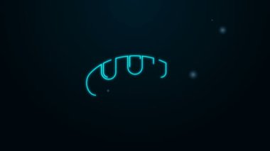 Parlayan neon hattı ekmek simgesi siyah arkaplanda izole edildi. 4K Video hareketli grafik canlandırması