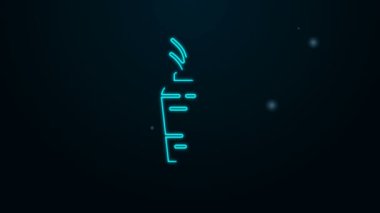 Parlayan neon çizgisi, siyah arkaplanda izole edilmiş havuç simgesi. 4K Video hareketli grafik canlandırması