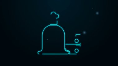 Parlayan neon hattı. Siyah arka planda tam çuval ve ahşap kutu simgesi. 4K Video hareketli grafik canlandırması