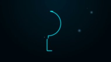 Parlayan neon çizgisi simgesi siyah arkaplanda izole edildi. Kanca işaretini topluyorum. 4K Video hareketli grafik canlandırması
