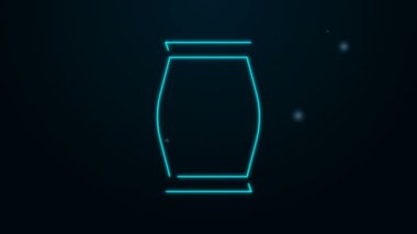 Parlayan neon hattı gübre torbası simgesi siyah arkaplanda izole edildi. 4K Video hareketli grafik canlandırması