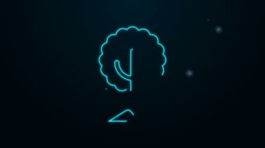 Parlayan neon çizgisi ağaç simgesi siyah arkaplanda izole edildi. Orman sembolü. 4K Video hareketli grafik canlandırması