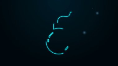 Parlayan neon hattı bombası siyah arkaplanda izole edilmiş ikonu patlatmaya hazır. 4K Video hareketli grafik canlandırması