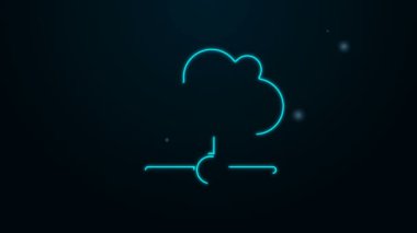 Parlayan neon hattı Network bağlantı simgesi siyah arkaplanda izole edildi. Sosyal teknoloji. Bulut hesaplama konsepti. 4K Video hareketli grafik canlandırması