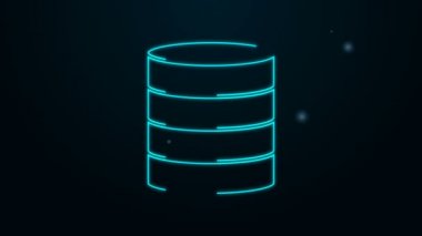 Parlayan neon hattı Sunucu, Data, Web sunucu simgesi siyah arkaplanda izole edildi. 4K Video hareketli grafik canlandırması