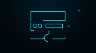 Parlayan neon hattı Sunucu, Data, Web sunucu simgesi siyah arkaplanda izole edildi. 4K Video hareketli grafik canlandırması