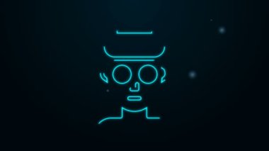 Parlayan neon çizgisi Yüz kozmetik maskesi simgesi siyah arkaplanda izole edildi. Kozmetoloji, ilaç ve sağlık hizmetleri. 4K Video hareketli grafik canlandırması