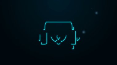 Meditasyon simgesi için parlayan neon hat kulaklıklar siyah arkaplanda izole edildi. 4K Video hareketli grafik canlandırması