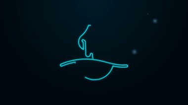 Parlayan neon çizgi masajı simgesi siyah arkaplanda izole edildi. Rahatlatıcı, boş zaman. 4K Video hareketli grafik canlandırması