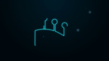 Parlayan neon hattı akupunktur terapisi ikonu siyah arka planda izole edildi. Çin ilacı. Holistik ağrı kontrol tedavileri. 4K Video hareketli grafik canlandırması