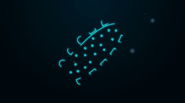 Parlayan neon hattı Deniz hıyarı simgesi siyah arkaplanda izole edildi. Deniz yemeği. 4K Video hareketli grafik canlandırması