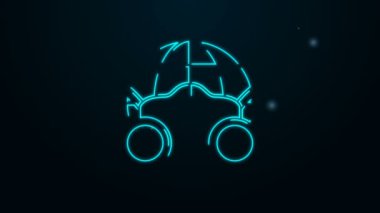 Siyah arka planda izole edilmiş tıbbi maske ikonu olan parlak neon çizgisi Dünya küresi. 4K Video hareketli grafik canlandırması