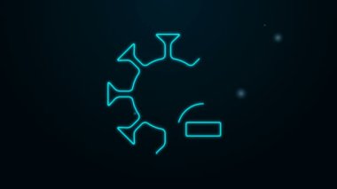 Parlayan neon hattı negatif virüs ikonu siyah arkaplanda izole edildi. Corona virüsü 2019-nCoV. Bakteri ve mikroplar, hücre kanseri, mikrop, mantar. 4K Video hareketli grafik canlandırması