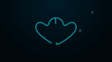 Parlayan neon hattı tıbbi koruyucu maske simgesi siyah arkaplanda izole edildi. 4K Video hareketli grafik canlandırması