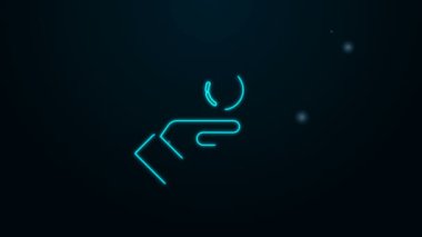 Parlak neon hattı siyah arka planda izole edilmiş sabun ikonu ile ellerini yıkıyor. Virüs ve bakterileri önlemek için ellerini sabunla yıkıyorsun. 4K Video hareketli grafik canlandırması