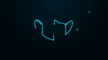 Parlayan neon hattı tıbbi koruyucu maske simgesi siyah arkaplanda izole edildi. 4K Video hareketli grafik canlandırması