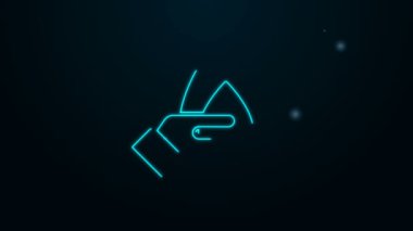 Parlayan neon çizgisi. El, siyah arka planda izole edilmiş bir ateş ikonu tutuyor. Sigorta konsepti. Güvenlik, güvenlik, koruma, konsept koruma. 4K Video hareketli grafik canlandırması