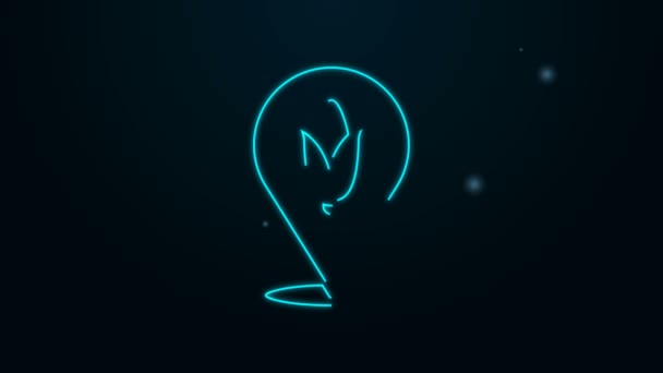 Leuchtende Leuchtschrift Standort Mais-Symbol isoliert auf schwarzem Hintergrund. 4K Video Motion Grafik Animation — Stockvideo