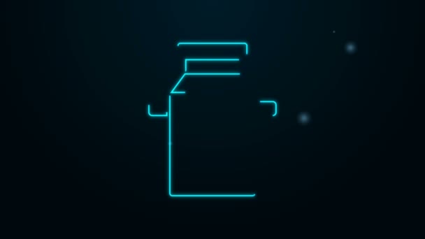 Linha de néon brilhante Pode recipiente para ícone de leite isolado no fundo preto. Animação gráfica em movimento de vídeo 4K — Vídeo de Stock