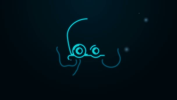 Gloeiende neon lijn Octopus pictogram geïsoleerd op zwarte achtergrond. 4K Video motion grafische animatie — Stockvideo