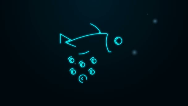 Glowing neon line Fish with caviar icon isolated on black background. 4K Video motion graphic animation — Stock Video