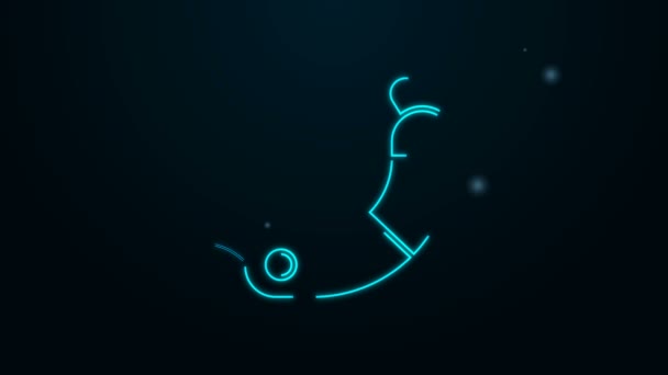 Zářící neonová čára Krevety ikona izolované na černém pozadí. Grafická animace pohybu videa 4K — Stock video