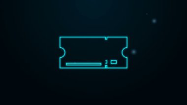 Parlayan neon hattı Bilet simgesi siyah arkaplanda izole edildi. 4K Video hareketli grafik canlandırması