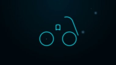 Parlayan neon çizgisi Dürbün simgesi siyah arkaplanda izole edildi. Yazılım işareti bul. Casus ekipman sembolü. 4K Video hareketli grafik canlandırması