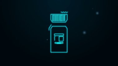 Parlayan neon hattı otobüs bileti simgesi siyah arka planda izole edildi. Toplu taşıma bileti. 4K Video hareketli grafik canlandırması