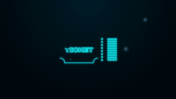 Icona luminosa al neon Ticket isolato su sfondo nero. Animazione grafica 4K Video motion — Video Stock