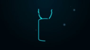 Parlayan neon hattı askeri künye simgesi siyah arka planda izole edildi. Kimlik etiketi simgesi. Ordu işareti. 4K Video hareketli grafik canlandırması