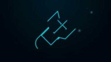 Parlayan neon hattı bomba ikonu siyah arka planda izole edildi. Roket bombası düşüyor. 4K Video hareketli grafik canlandırması