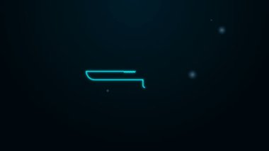 Parlayan neon hattı askeri bıçak ikonu siyah arka planda izole edildi. 4K Video hareketli grafik canlandırması