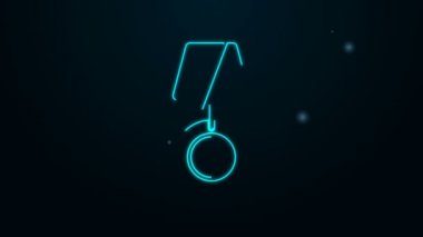 Parlayan neon hattı askeri ödül ikonu siyah arka planda izole edildi. Ordu işareti. 4K Video hareketli grafik canlandırması