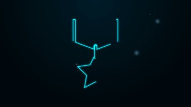 Parlayan neon hattı askeri ödül ikonu siyah arka planda izole edildi. Ordu işareti. 4K Video hareketli grafik canlandırması