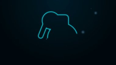 Parlayan neon hattı El bombası ikonu siyah arka planda izole edildi. Bomba patlaması. 4K Video hareketli grafik canlandırması