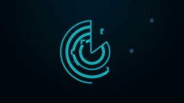 Siyah arkaplanda izole edilmiş bir simge arayışında hedefleri olan parlak neon hattı Radar. Askeri arama sistemi. Donanma sonarı. 4K Video hareketli grafik canlandırması