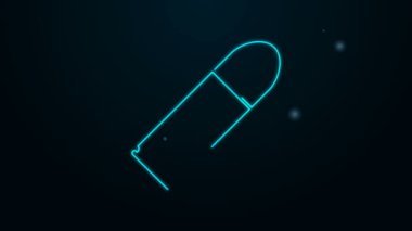 Parlayan neon hattı kurşun ikonu siyah arkaplanda izole edildi. 4K Video hareketli grafik canlandırması